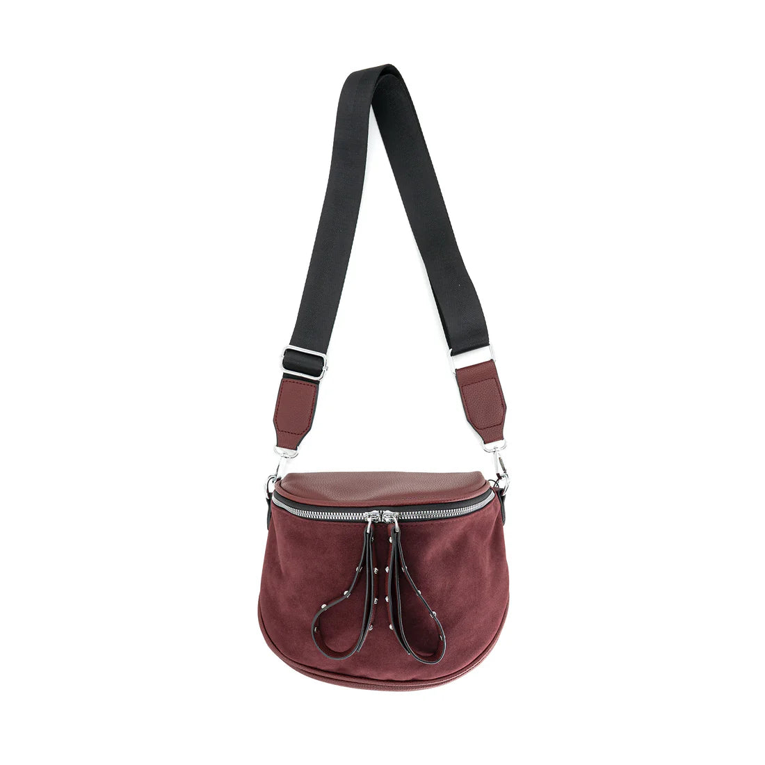 Faux suede burgundy bag
