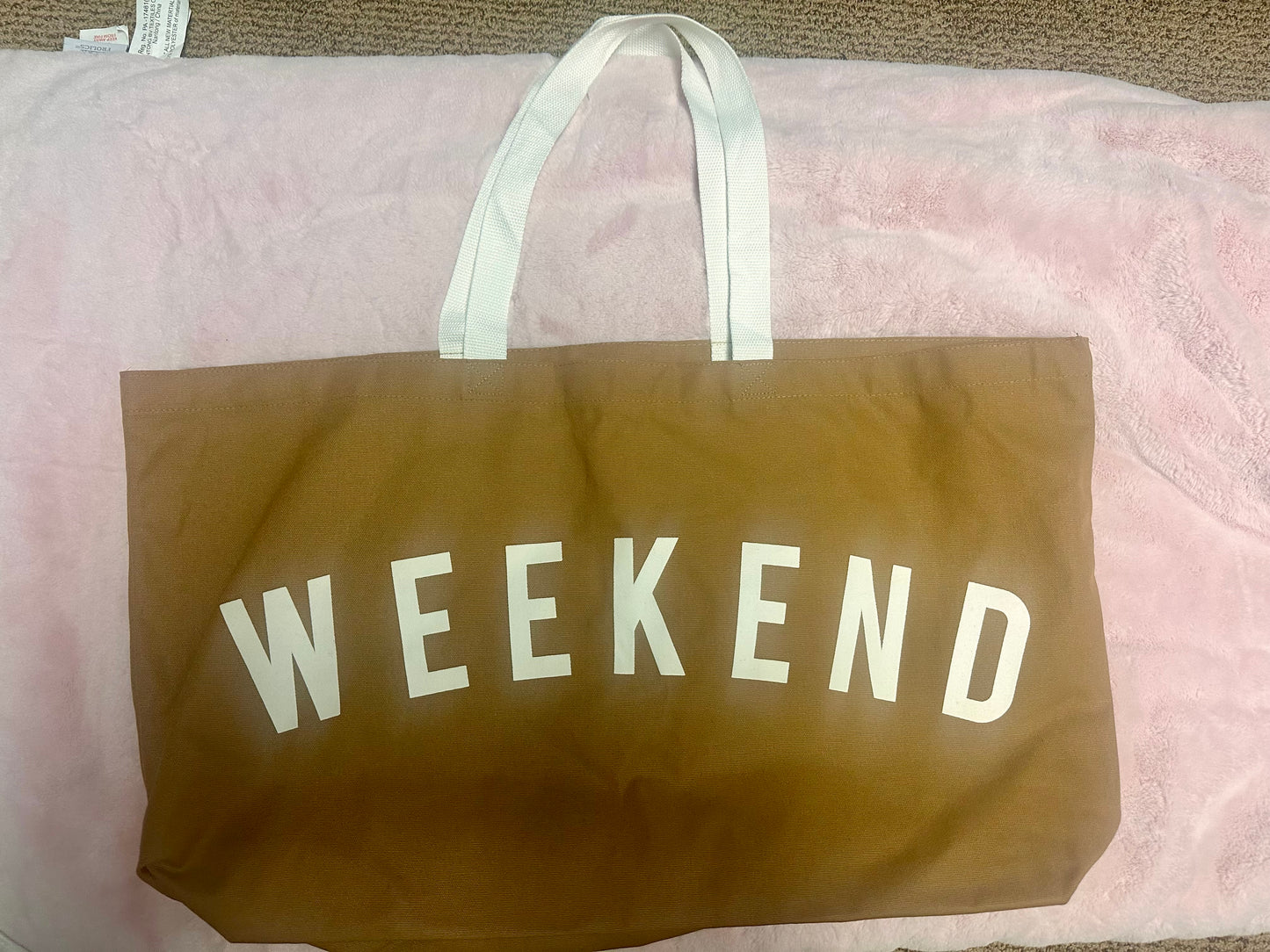 Brown "WEEKEND" Tote Bag