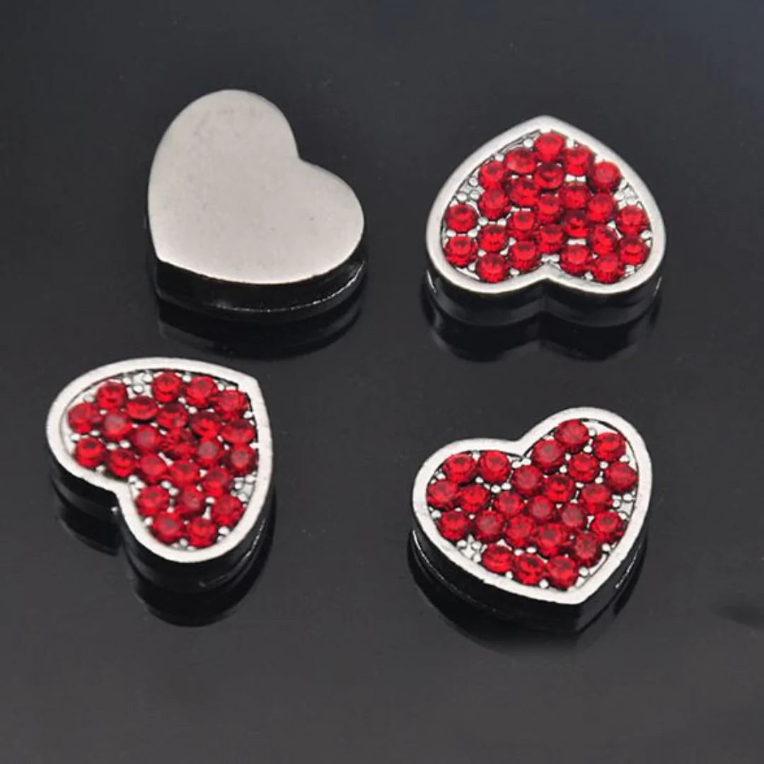 ClaudiaG Red Pavé Heart -Silver Charms