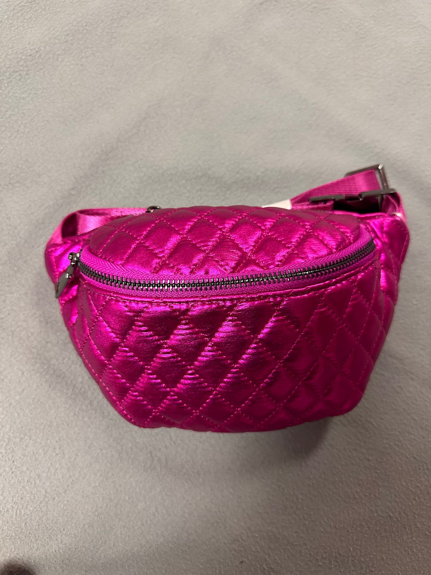 Shiny pink belt bag