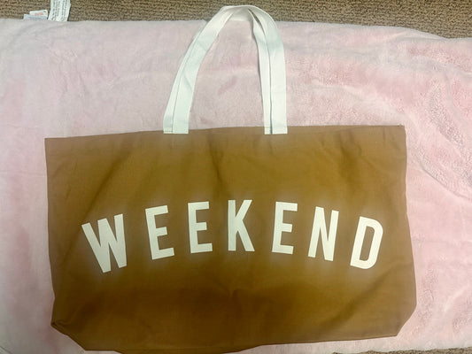 Brown "WEEKEND" Tote Bag