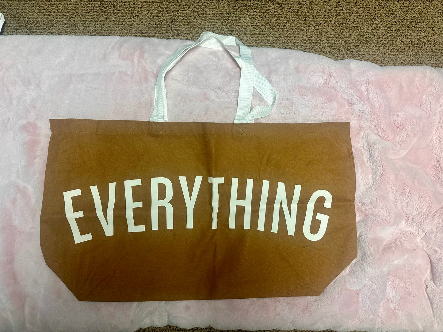 Brown "EVERYTHING" Tote Bag
