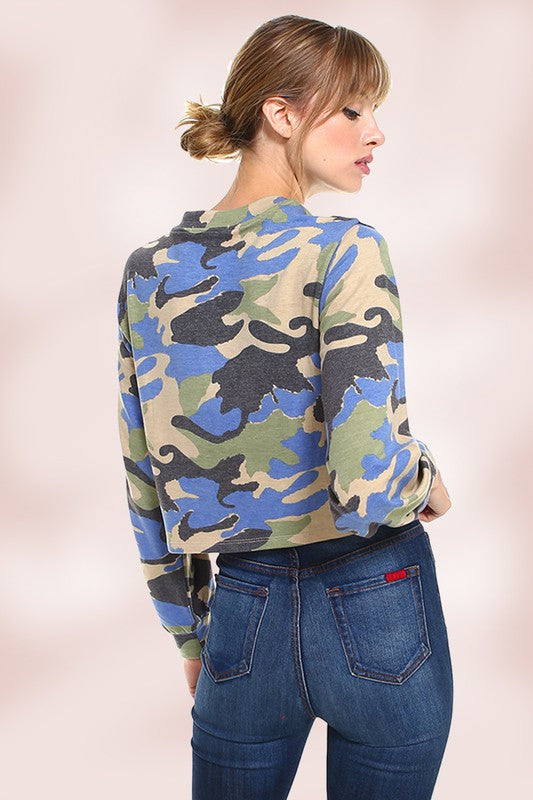 Zipper Jacket Top with Camouflage Top