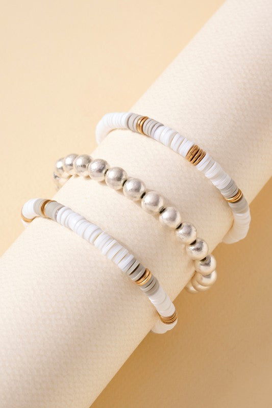 Rubber Metal Beaded Bracelet Set