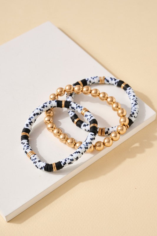 Rubber Metal Beaded Bracelet Set