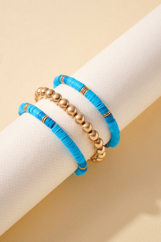 Rubber Metal Beaded Bracelet Set