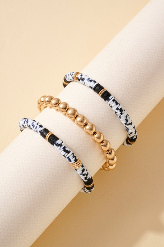 Rubber Metal Beaded Bracelet Set