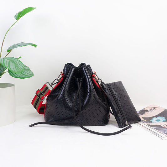 Black Neoprene Bucket Bag