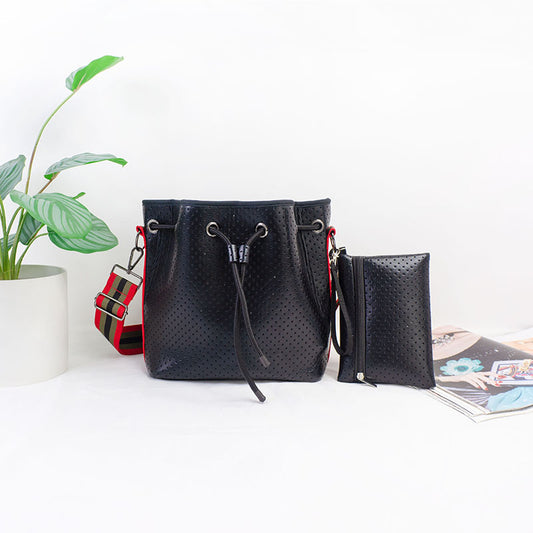 Black Neoprene Bucket Bag