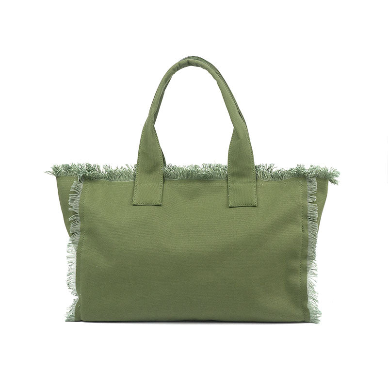 Green Canvas Fringe Bag