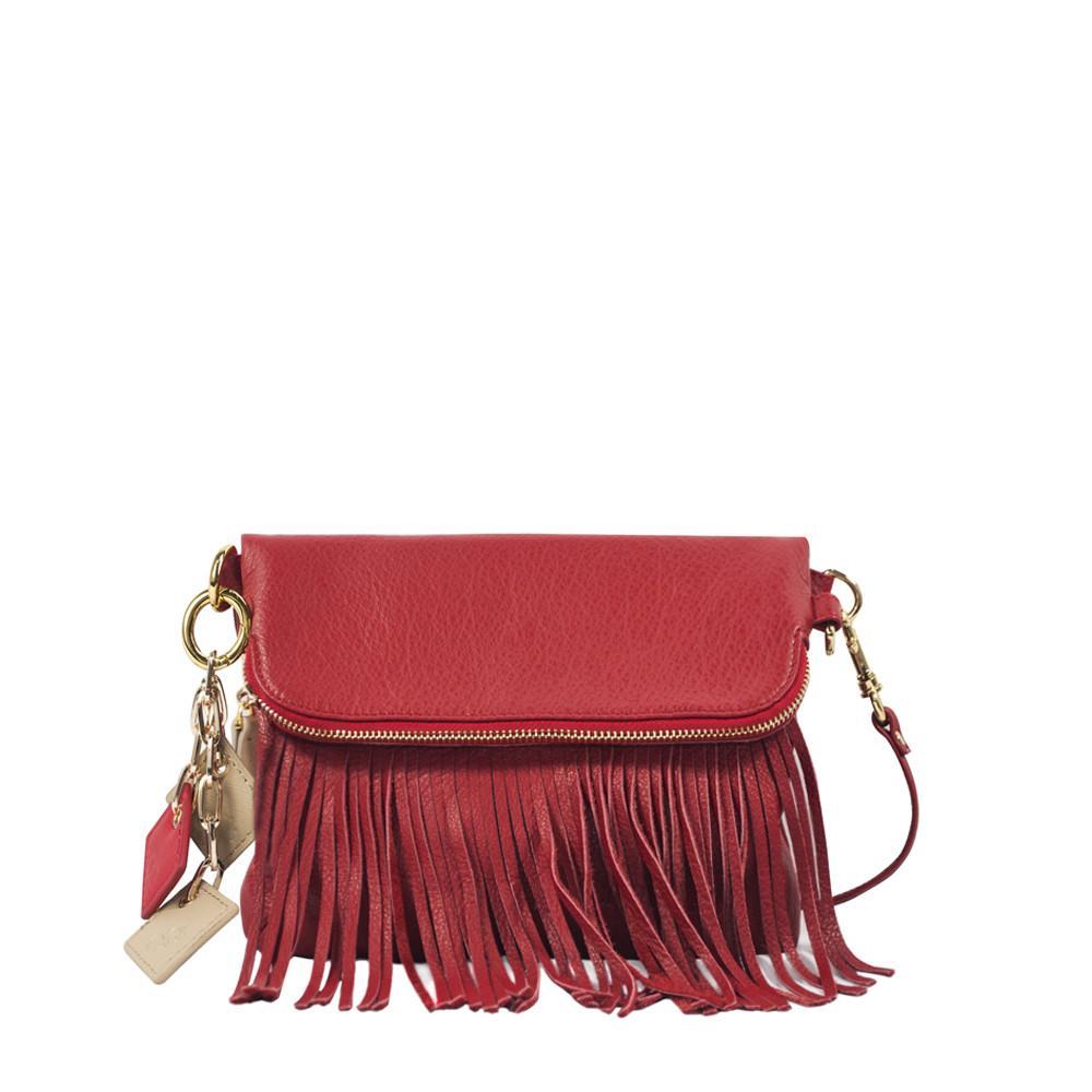 Flamingo Leather Fringe Handbag Scarlet Red Jacque a la mode